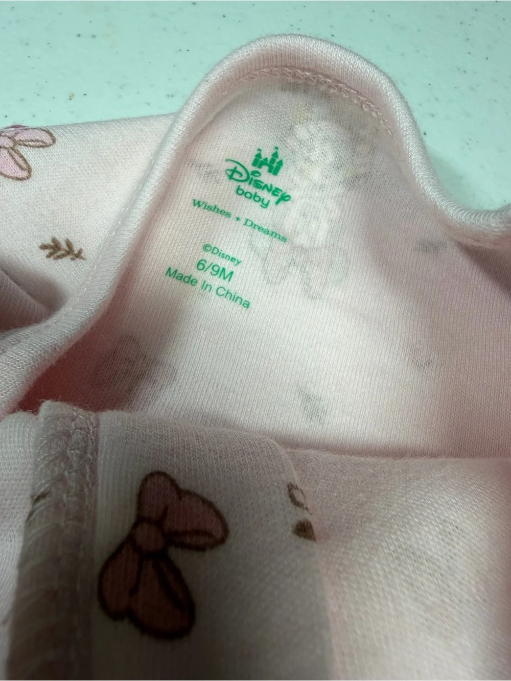 Disney Pink Minnie Mouse Ruffle Zip Footed One-Piece Size 6/9 months